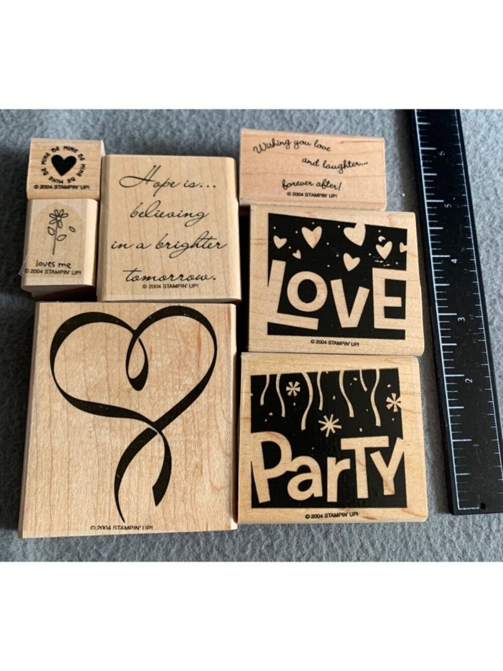 Stampin Up Wood Mounted Rubber Stamp Set - Love Party Heart & More - Picture 3 of 6